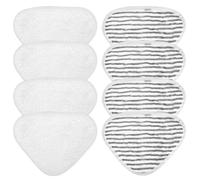 QWORK® 8 Lingettes de Rechange Compatible avec Nettoyeur Vapeur Vileda Steam & Steam Plus - 4 Blanches & 4 Grises - Tampons Microfibres Lavables pour Carrelage, Parquet et Sols Durs