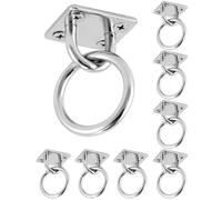 QWORK® 8 PCS Plaque Oeillet M6 avec Anneau, Acier Inoxydable 304 - Capacité de 70kg - pour Terrasse Marine, Suspension de Plafond et Plus Encore