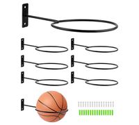 QWORK® 8 PCS Support Mural pour Support de Balle en métal, présentoir de Rangement Mural pour Boules, Noir, pour Ballons de Basket, Ballons de Football, Volley-Ball et Plus Encore