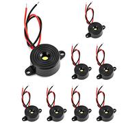 QWORK 8 Pièces Buzzer électronique, 3-24V Buzzer sonore 87dB, pour Jouets éLectronique, Longueur de câble 100mm, Noir