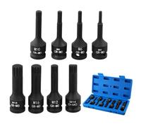 QWORK® 8 pièces. Cléà douille, Embout denture multiple M5 à M18, Entraînement 1/2", Acier chrome vanadium