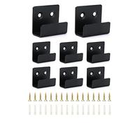 QWORK 8 Pièces Crochets Mural Robustes avec Vis, Support Robuste en Acier Inoxydable pour Afficher les Carreaux de Céramique, Cadres Photo, Miroir, Noir, 16 mm Largeur Intérieure