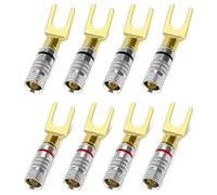 QWORK® 8 Pièces Fiche Banane Enceinte, Fiche de Fourche 45 Degrés, Connecteur de Câble de Haut-parleur