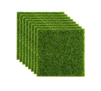 QWORK® 8 Pièces Gazon Artificiel - 15x15cm - pour Maquette, Artisanat, Décoration de Terrasse de Jardin