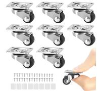QWORK® 8 Pièces roulettes miniatures pour meubles, roulettes pivotantes 360°, roulettes en caoutchouc avec vis, pour chaises de bureau, appareils ménagers, pots de plantes
