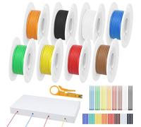 QWORK® 8 Rouleaux fil electrique, 20 AWG 0,5 mm² bobine de fil cuivre étamé en silicone 5 m chaque couleur, pour lampes, compteurs, bricolage