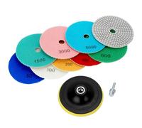 QWORK® 9 Disques de Polissage Diamant 125 mm Grit 50-10000 pour Béton, Granit et Marbre, avec Plateau M14