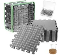 QWORK® 9 Pièces tapis de blocage en crochet, 1,9 cm l'épaisseur tapis de blocage de tricot avec 100 aiguilles, sac de rangement et coussin