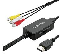 QWORK® Adaptateur RCA vers HDMI 1080P - AV Composite vers HDMI avec Câbles HDMI et USB pour PS2, Wii, Xbox, VHS, VCR, Lecteurs DVD - Signal CVBS vers Smart TV HD