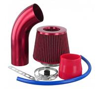 QWORK® Admission d'air froid filtre, 76 mm Système d'admission d'air en fibre de avec tuyau,rouge