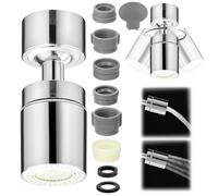 QWORK® Aérateur robinet, embout robinet cuisine 360° pivotant, 2 modes d'eau, aérateur de robinet avec plusieurs adaptateurs