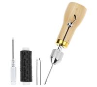 QWORK® Alène en Cuir avec 2 Aiguilles - Poinçon de Couture Manuel pour Réparation de Cuir, Tissus Épais et Bâches