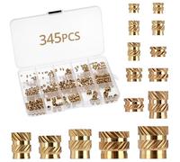 QWORK® Assortiment de 345PCS Inserts Fileté en Laiton pour Fusion à Chaud pour Pièces 3D - M2/M2/,5/M3/M4/M5/M6