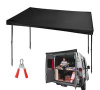 QWORK® Auvent de porte arrière de grange en tissu Oxford 600D imperméable avec sac de rangement, compatible avec Transporter T4 T5.1/T5 T6