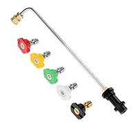 QWORK® Baguette d'extension de lance pour nettoyeur haute pression, avec 5 buses de pulvérisation, tige incurvée à 90 °, compatible avec la série K K2-K7, 4000 PSI, 39 cm