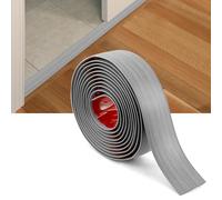 QWORK Bande de transition de plancher autocollante en PVC grain de bois, 4 cm x 3 m, bande de séparation plate en vinyle gris, ruban de transition flexible pour joindre les espaces de sol, tapis