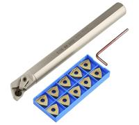 QWORK® Barre d'alésage pour outils de tournage 20 mm S20R-MWLNR08 avec 10 fraises à insert en carbure WNMG432 et clé