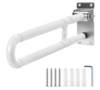 QWORK® Barre d'appui pour toilettes, pliable, 75 cm, acier inoxydable, capacité de charge 250 kg