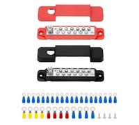 QWORK® Barre de bus180A 12-48V - Boulons de borne de 6 mm - avec 32 bornes de fil - pour modules haute puissance pour voiture, camping-car, yacht (rouge, noir)