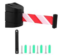 QWORK® Barrière de ceinture rétractable, boîtier ABS 5 m, ceinture de sécurité rouge et blanche avec vis