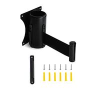 QWORK® Barrière de File d'attente, Ruban de Barriere Retractable, système de freinage sécurisé et rétractable de 3m, Noir