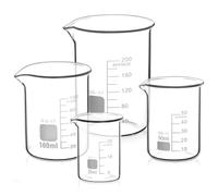 QWORK® Bécher Gradué 25ml 50ml 100ml 200ml en Verre Borosilicate, Lot de 4 Verre Doseur pour Laboratoire et Cuisine