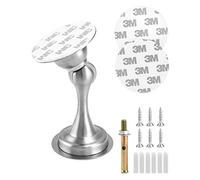 QWORK® Bloc Porte Aimanté En Acier Inoxydable, Arrêt De Porte Magnétique, Avec Ruban Adhésif Double Face 3m Et Vis, Montage Au Sol Ou Au Mur