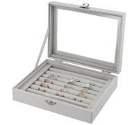 QWORK® Boîte à bijoux, bague organiseur en velours avec couvercle transparent, 7 compartiments, pour ménages privés, bijouteries, magasins d'accessoires