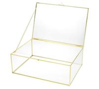 QWORK Boîte à bijoux dorée avec couvercle, 28 x 18,5 x 10 cm, style vintage