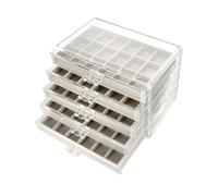QWORK® Boîte à bijoux en acrylique, avec 5 tiroirs, organisateur de bijoux, rangement de bijoux transparent, gris