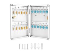 QWORK® Boîte à clés Murale à 24 Positions, Armoire à clés verrouillable en Aluminium - 32 x 21 x 5,5 cm