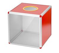 QWORK® Boîte de loterie transparente 30CM, urne de dons robuste avec cadre en aluminium et panneaux acryliques, pour dons, tirages au sort et vote