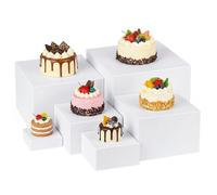 QWORK® Boîte de présentation en acrylique, lot de 6 présentoir aperitif buffet , supports alimentaires pour événements et décoration intérieure, fond creux, blanc