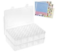 QWORK® Boîte de Rangement pour Peinture Diamant, 120 Petites boîtes Rondes, avec étiquettes de Couleur, pour Accessoires d'art Diamant