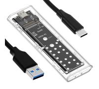 QWORK® Boîtier M.2 NVMe Transparent, boîtier de Disque Dur Externe USB 3.1 Gen 2 à 10 Gbps, Compatible avec 2230/2242/2260/2280 mm avec UASP & Trim SSD, pour PC & Portable
