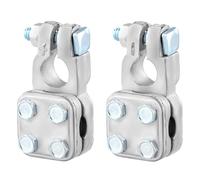 QWORK Borne de batterie à trois voies sans sertissage pour connexion positive et négative - Entrée de câble polyvalente, s'adapte aux fils Ga 2-4/0, installation facile, 1 paire (+,-)