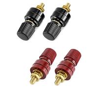 QWORK® Borne de Liaison, 4Pcs M6 Filet Junction Post Connecteur, Type Bornier De Pilier En Laiton, Rouge & Noir