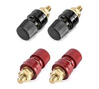 QWORK® Borne de Liaison, 4Pcs M8 Filet Junction Post Connecteur, Type Bornier De Pilier En Laiton, Rouge & Noir