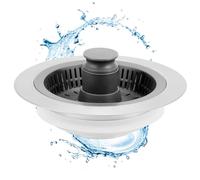 QWORK® Bouchon évier 3 en 1, Bouchon d'évier Cuisine, Filtre evier Universel en Acier Inoxydable, Combinaison crépine et Bouchon