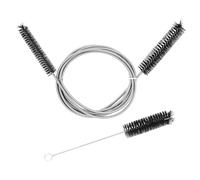 QWORK® Brosse de Nettoyage, 200 cm Brosse Nettoyage de Tuyau en Acier Inoxydable, avec Deux têtes de Brosse, pour tuyaux, conduites d'eau, robinets