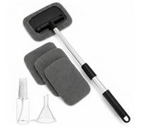 QWORK® Brosse de Nettoyage de Voiture, Outil de Nettoyage de vitres de Voiture Extensible, Plaque rectangulaire, poignée pivotante 180, Comprend 4 tampons lavables