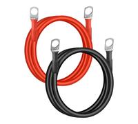 QWORK® Câble Batterie Voiture 3AWG/ 25mm² de 100cm avec Bornes Cuivre Étamé M10 pour Auto, Moto, Camion, Camping-Car, Marine, Solaire, Bateau