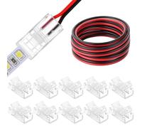 QWORK® Câble d'Extension LED 2 Broches 20m + 10 Connecteurs 8mm, 22AWG 2 Broches 12V 5V-24V, pour LED SMD 3528/2835