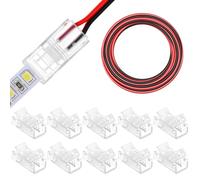 QWORK® Câble d'Extension LED 2 Broches 5m + 10 Connecteurs 8mm, 22AWG 2 Broches 12V 5V-24V, pour LED SMD 3528/2835