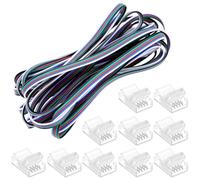QWORK® Câble d'Extension LED 5 Broches 5m + 10 Connecteurs 12mm, 22AWG, 12V 5V-24V, pour LED SMD 3528/2835