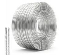 QWORK® Câble Électrique Transparent 2 Fils 28 AWG - 30M Fil en Cuivre Étamé pour Ruban LED, Guirlandes et Basse Tension - Gaine PVC Souple Invisible 1.6 x 3.2 mm