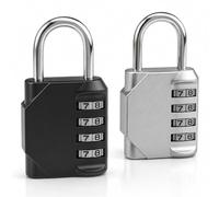 QWORK® Cadenas à Code 4 Chiffres Lot de 2 (80x44x22mm) - Serrure Robuste avec Fenêtre Latérale pour Casier de Sport, École, Portail et Coffre à Outils - Noir & Argent