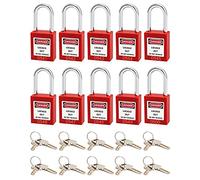 QWORK® Cadenas de sécurité, 10 cadenas avec 20 clés, rouge