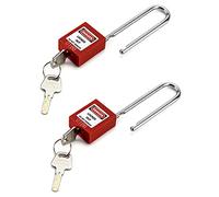 QWORK® Cadenas de sécurité, 2 cadenas avec 4 clés, avec poignée de verrouillage en acier allongée de 76mm, rouge