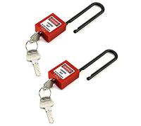 QWORK® Cadenas de sécurité, 2 cadenas avec 4 clés, avec poignée de verrouillage en nylon non conducteur allongée de 76mm, rouge